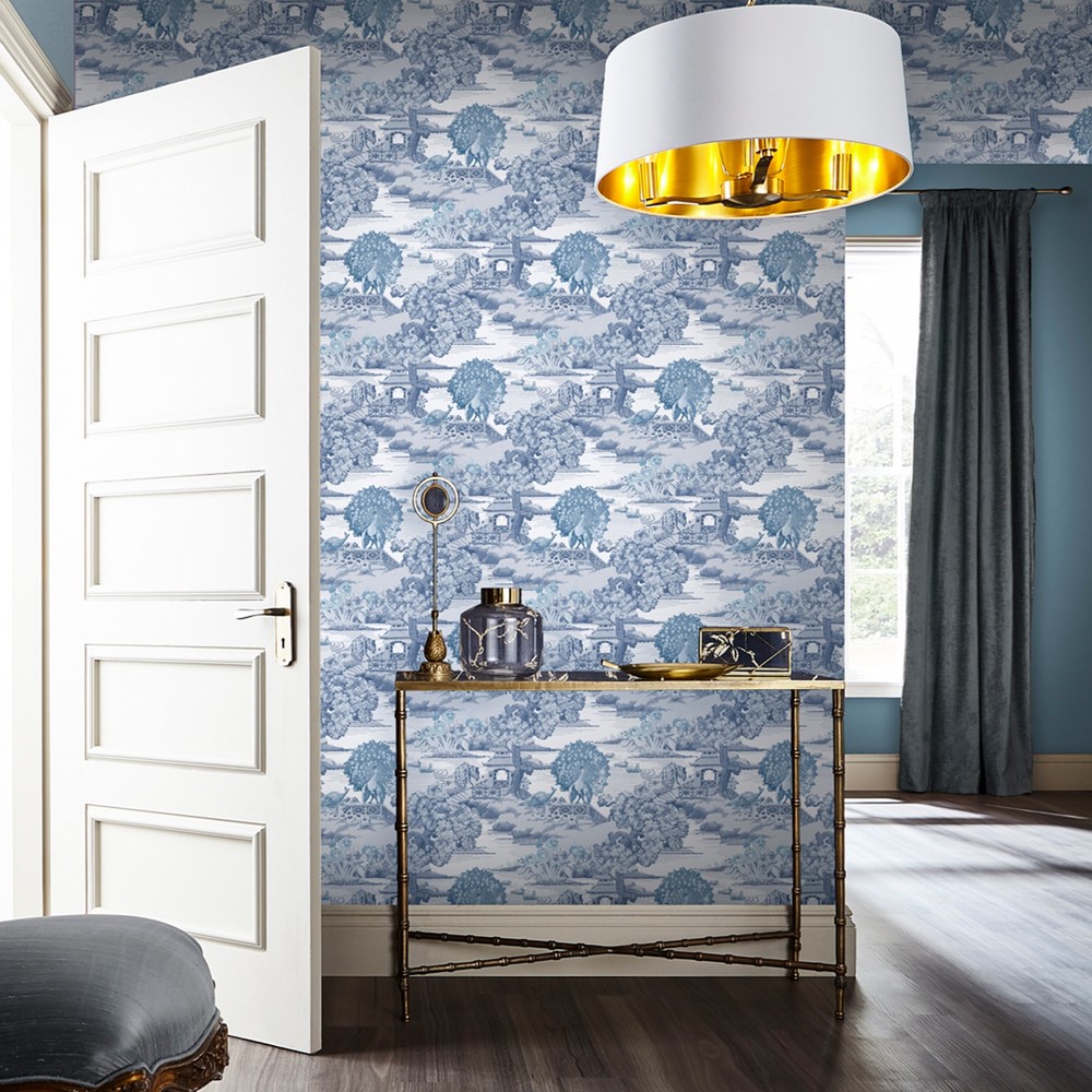 Edo Toile Wallpaper 107883 by Graham & Brown in Blue